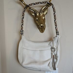 Brighton ivory leather long shoulder bag